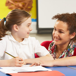 teacher and student in class